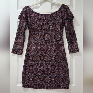 Off-the-Shoulder Paisley Print Dress - Size M Boho-chic